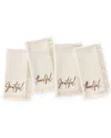 Elrene Home Fashions Set Of 4 Fringed Harvest Sentiment Napkins