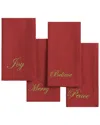 Elrene Home Fashions Set Of 4 Holiday Sentiments Napkins In Red