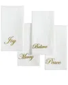 Elrene Home Fashions Set Of 4 Holiday Sentiments Napkins In White