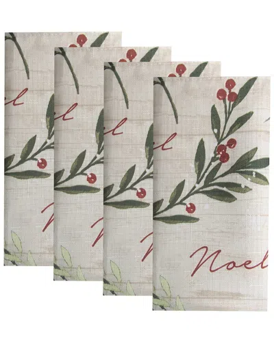 Elrene Home Fashions Set Of 4 Holiday Tree Trimmings Napkins In Animal Print