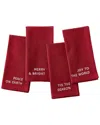 Elrene Home Fashions Set Of 4 Joyful Sentiment Embroidered Napkins