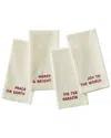 Elrene Home Fashions Set Of 4 Joyful Sentiment Embroidered Napkins In White