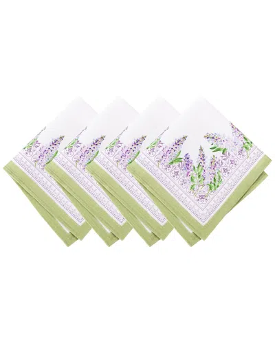 Elrene Home Fashions Set Of 4 Lilac Garden Floral Dinner Napkins In Green