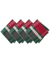 Elrene Home Fashions Set Of 4 Merry & Festive Jacquard Napkins In Green