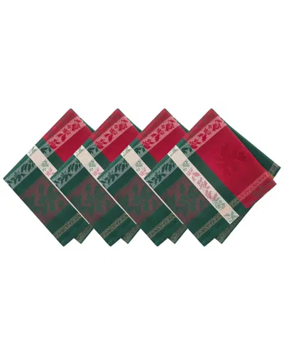 Elrene Home Fashions Set Of 4 Merry & Festive Jacquard Napkins In Green