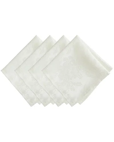 Elrene Home Fashions Set Of 4 Poinsettia Elegance Jacquard Holiday Napkins In White