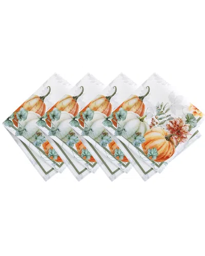 Elrene Home Fashions Set Of 4 Pumpkin Harvest Vine Napkins In Multi