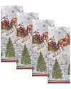 Elrene Home Fashions Set Of 4 Santa's Snowy Sleighride Napkins