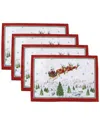 Elrene Home Fashions Set Of 4 Santa's Snowy Sleighride Placemats In Multi