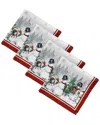 Elrene Home Fashions Set Of 4 Snowman Winterland Holiday Snowflake Placemats In Gray
