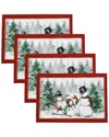 Elrene Home Fashions Set Of 4 Snowman Winterland Holiday Snowflake Placemats