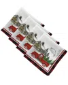 Elrene Home Fashions Set Of 4 Vintage Christmas Tree Farm Holiday Napkins