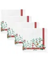 Elrene Home Fashions Set Of 4 Winter Holiday Berry Fabric Napkins In Multi