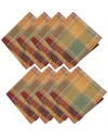 Elrene Home Fashions Set Of 8 Autumn Acres Plaid Napkins