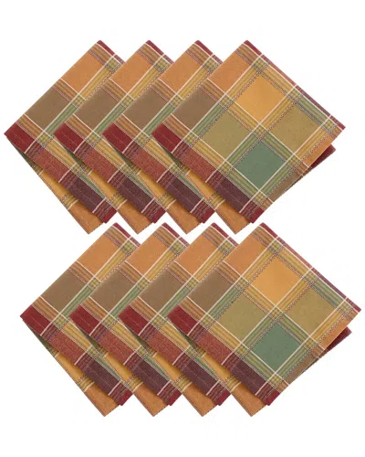 Elrene Home Fashions Set Of 8 Autumn Acres Plaid Napkins