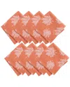 Elrene Home Fashions Set Of 8 Falling Leaves Jacquard Napkins In Pink