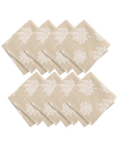 Elrene Home Fashions Set Of 8 Falling Leaves Jacquard Napkins In Neutral