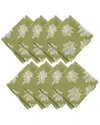 Elrene Home Fashions Set Of 8 Falling Leaves Jacquard Napkins In Green