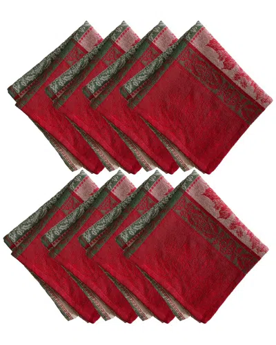 Elrene Home Fashions Set Of 8 Prestige Poinsettia Jacquard Napkins In Red