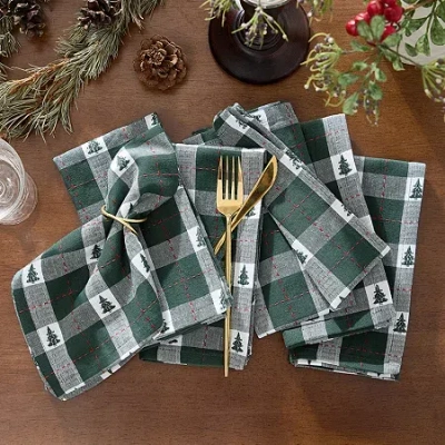 Elrene Home Fashions Sherwood Tree Dobby Cotton 8-pc. Napkins In Green