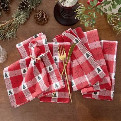 Elrene Home Fashions Sherwood Tree Dobby Cotton 8-pc. Napkins In Red