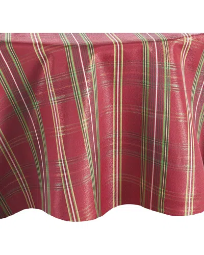 Elrene Home Fashions Shimmering Plaid Tablecloth -round In Red
