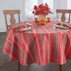 Elrene Home Fashions Shimmering Plaid Tablecloth In Red