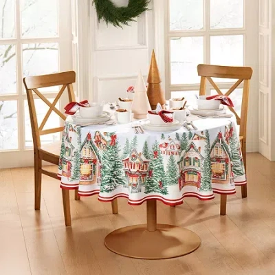 Elrene Home Fashions Storybook Christmas Tablecloth In Red