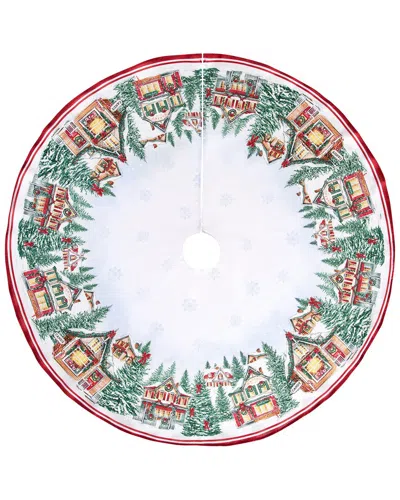 Elrene Home Fashions Storybook Christmas Village Holiday Round Tree Skirt In Multi