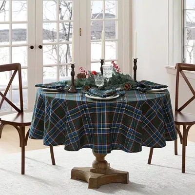 Elrene Home Fashions Stowe Tartan Holiday Plaid Oval/round Tablecloths In Green