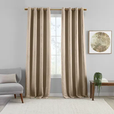Elrene Home Fashions Sunveil Huxley Geometric Blackout Window Curtain Panel, 52 X 95 In Taupe