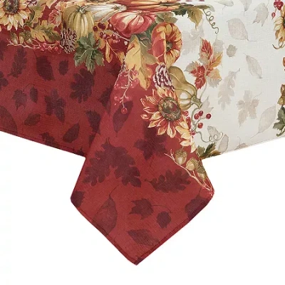 Elrene Home Fashions Swaying Leaves Border Tablecloth In Red