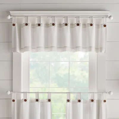 Elrene Home Fashions Tucker Solid Button Window Kitchen Valance, 15 X 60 In White