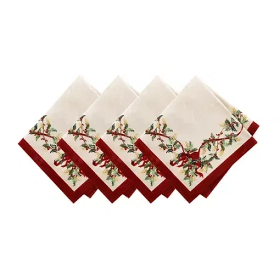 Elrene Home Fashions Villeroy & Boch Winter Bows And Garland 4-pc. Napkins In Multi