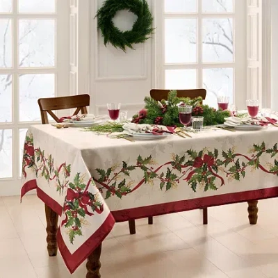 Elrene Home Fashions Villeroy & Boch Winter Bows And Garland Tablecloth In Multi