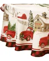 Elrene Home Fashions Vintage Christmas Tree Farm Holiday Round Tablecloth In Multi