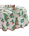 Elrene Home Fashions Vintage Holly Scallop Border Tablecloth -round
