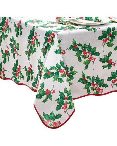 ELRENE HOME FASHIONS ELRENE HOME FASHIONS VINTAGE HOLLY SCALLOP BORDER TABLECLOTH