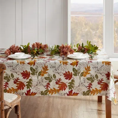 Elrene Home Fashions Vintage Leaves Floral Thanksgiving Plastic / Vinyl Tablecloth In Multicolor