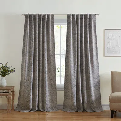 Elrene Home Fashions Vittoria Paisley Printed Blackout Curtain Panel, 52 X 95 In Gray