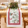 Elrene Home Fashions Winter Holiday Berry Fabric Table Runner In White