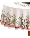 Elrene Home Fashions Winter Holiday Berry Fabric Tablecloth -round In Multi