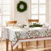 Elrene Home Fashions Winter Holiday Berry Fabric Tablecloth, 102 X 60