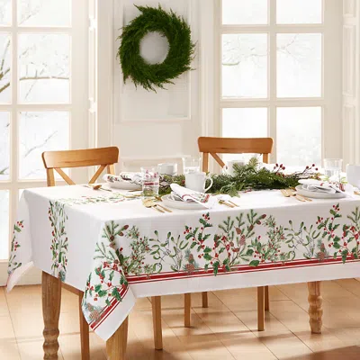 Elrene Home Fashions Winter Holiday Berry Fabric Tablecloth, 144 X 60 In Multi