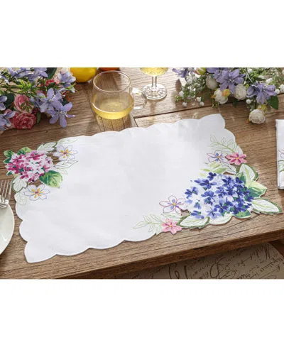 Elrene Hydrangea Cutwork Fabric Placemat, 13" X 19" In Lilac