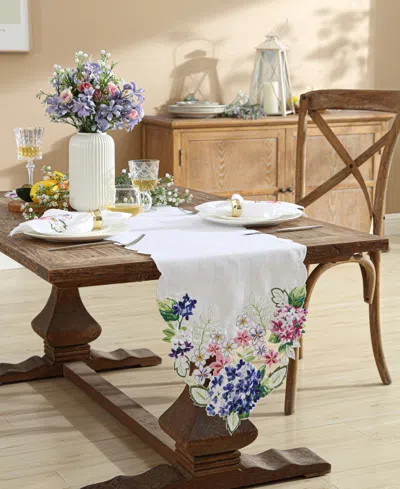 Elrene Hydrangea Cutwork Fabric Runner, 14" X 72" In Lilac