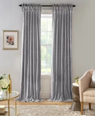 Elrene Korena 52" X 84" Tie-top Crushed Velvet Curtain Panel In Grey