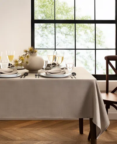 Elrene Laurel Solid Texture Water And Stain Resistant Tablecloth, 52" X 52" In Taupe