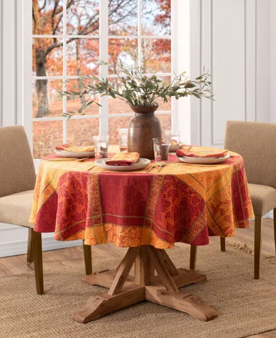 Elrene Maplewood Jacquard Harvest Cotton Oval Tablecloth, 60" X 84" Oval In Multi