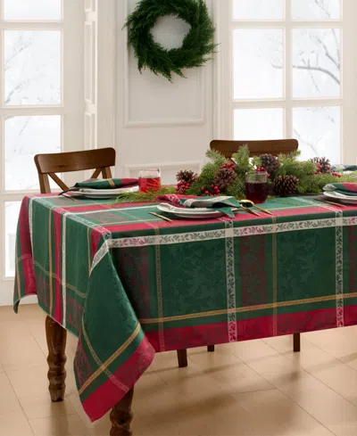 Elrene Merry And Festive Jacquard Tablecloth, 60" X 84" In Green